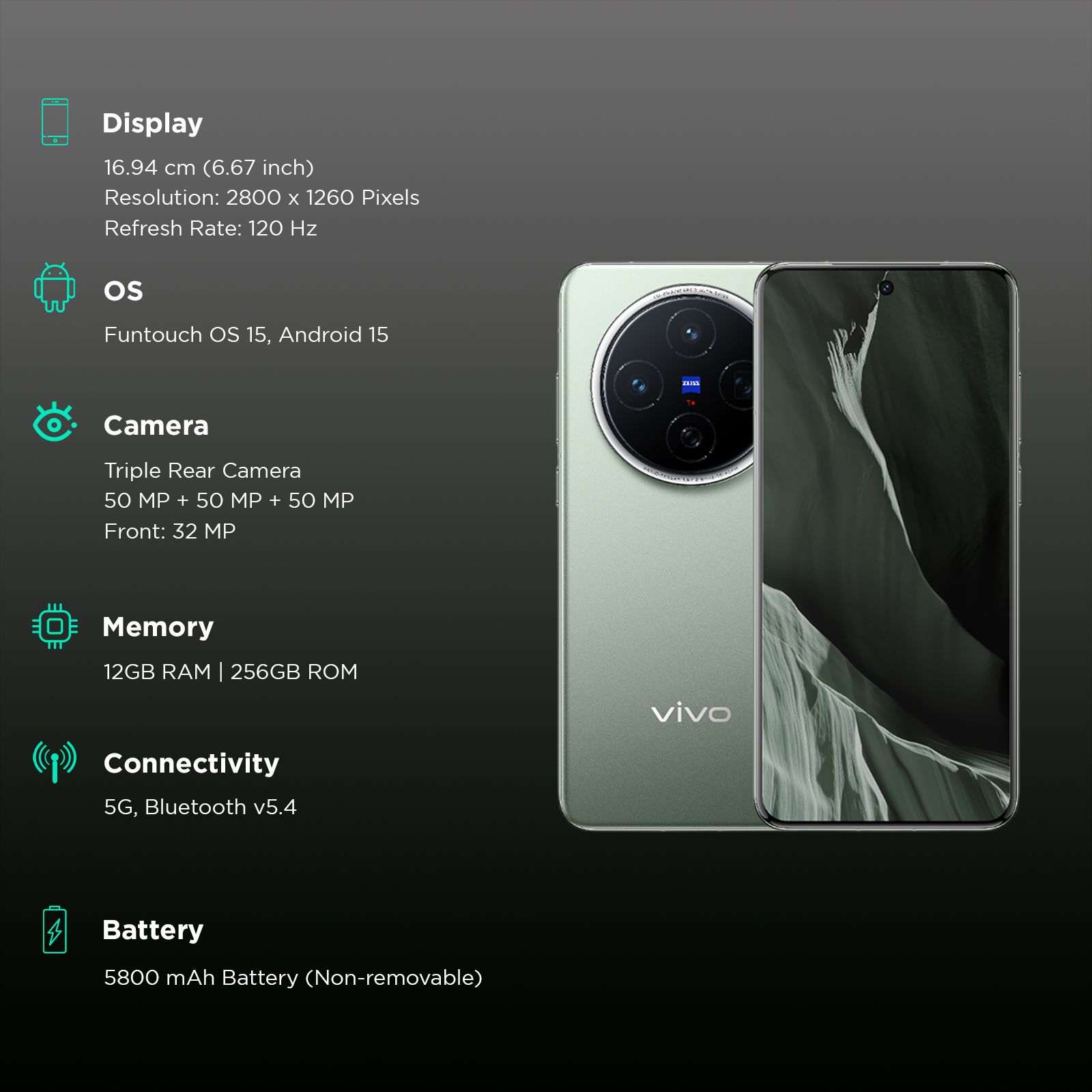 Buy vivo X200 5G (12GB RAM, 256GB, Natural Green) Online - Croma